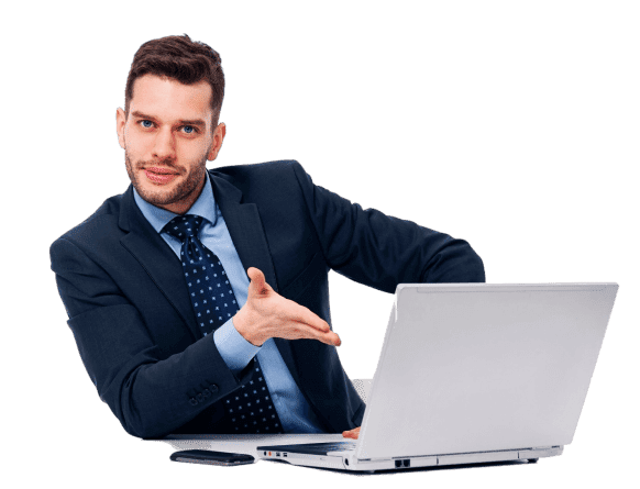 smiling-businessman-showing-laptop